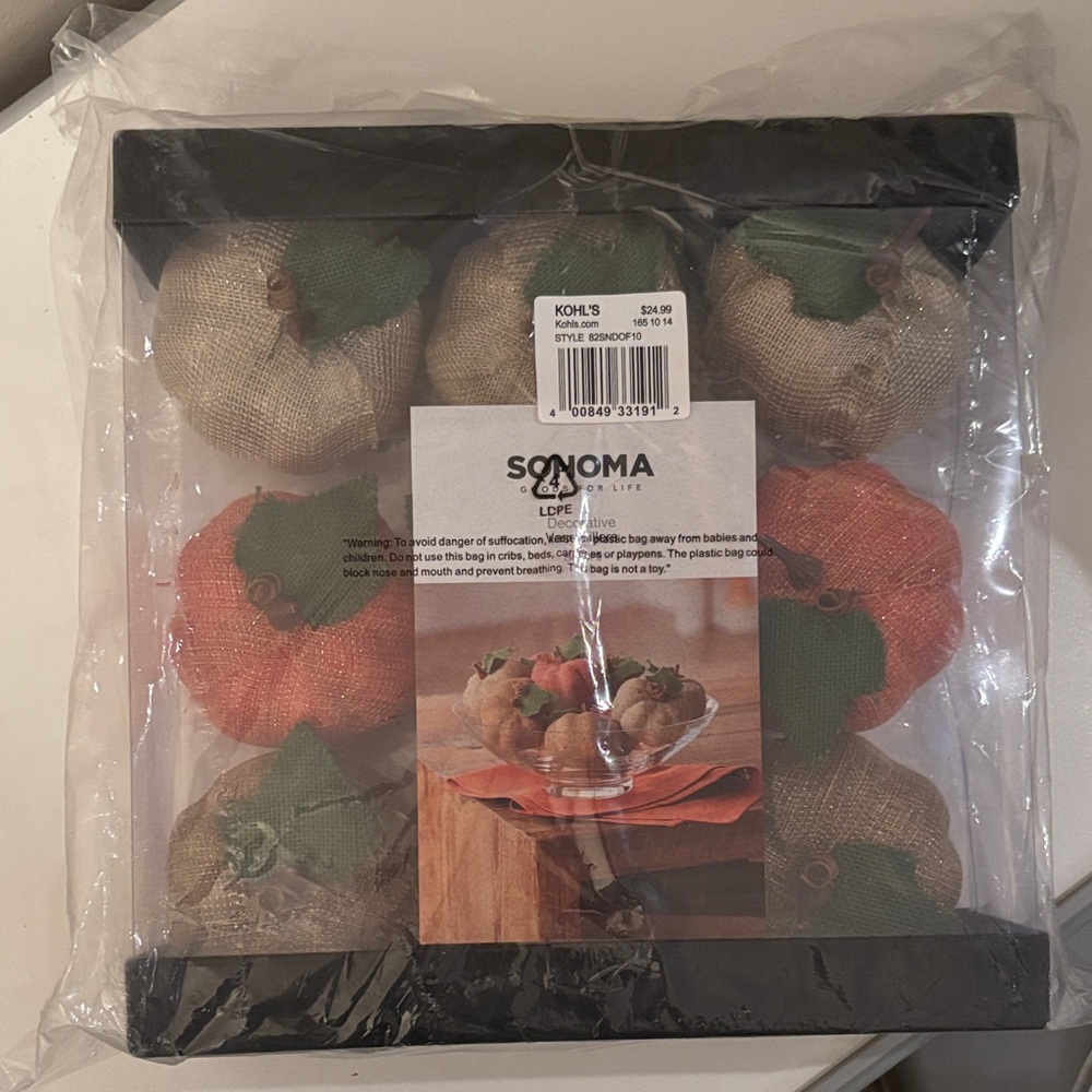 NWT Sonoma Burlap Pumpkin vase filler - Picture 3 of 3